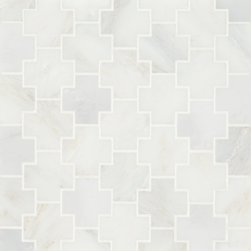 Carreau de mosaïque en marbre Monet, Blanc oriental