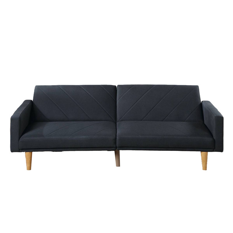 Casas 79.53;79.53'' Upholstered Split Back Convertible Sofa, Black