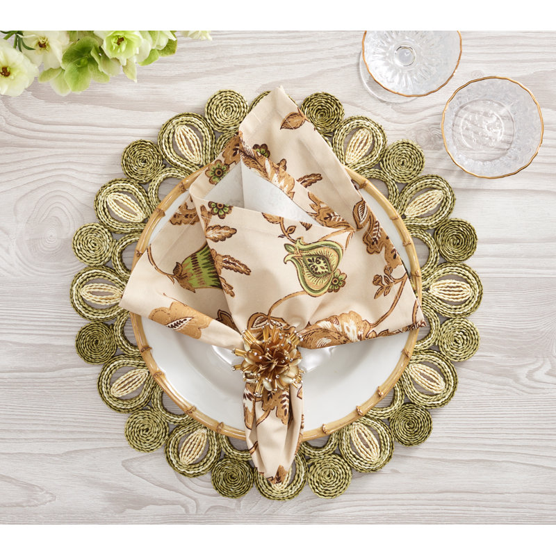 Paisley Vine Napkin, Beige/Green