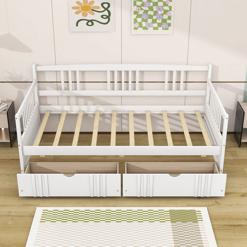 Dzidis Daybed with Drawers, White, Twin