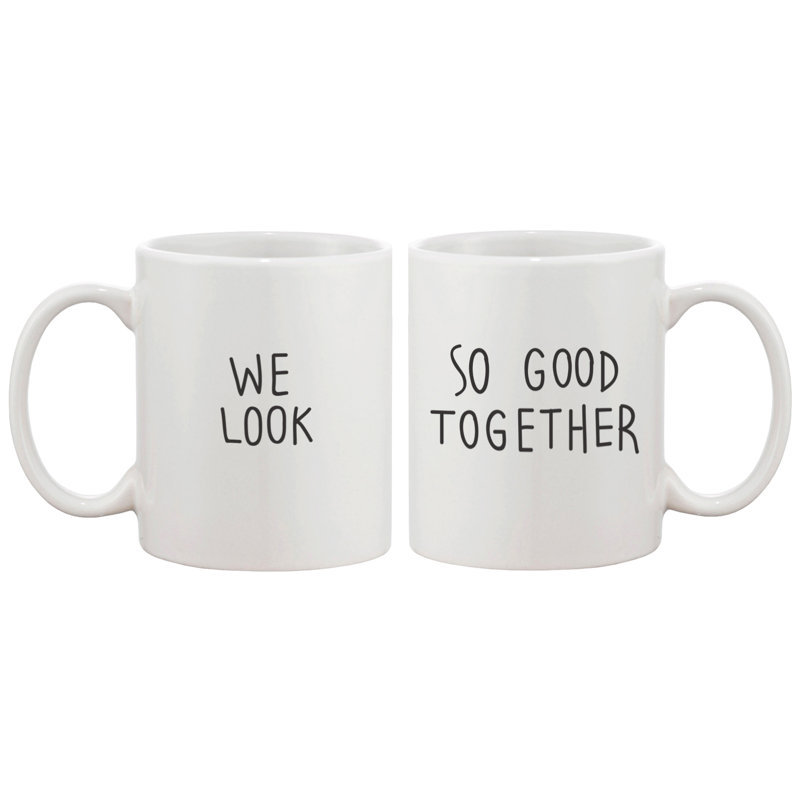 White Ceramic Valentine's Day Couple Mug Set