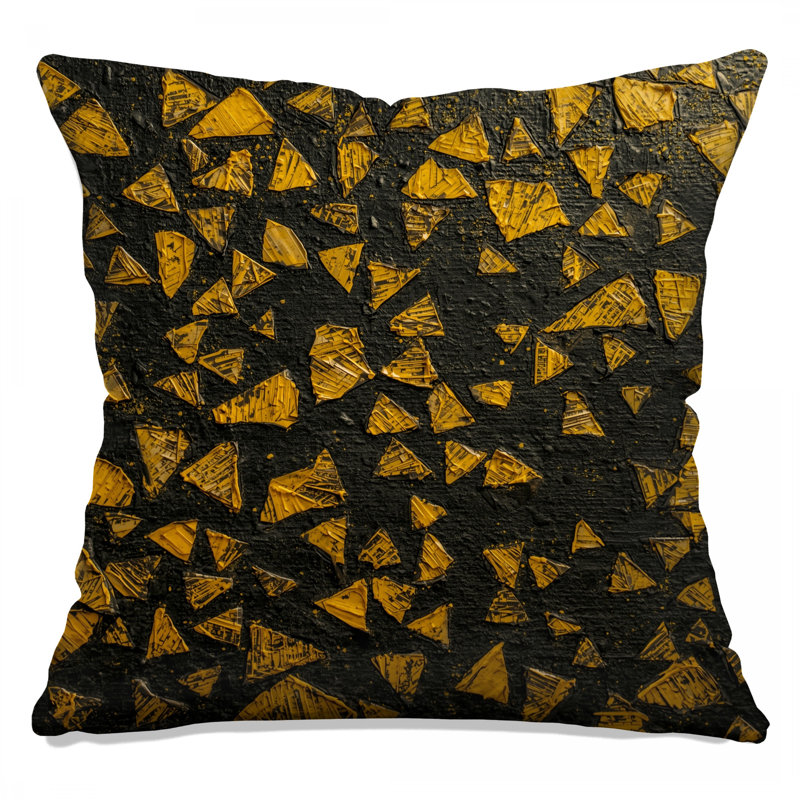 Yellow Triangular Fragments Double Sided Throw Pillows, 20 x 20 inches