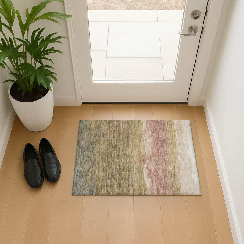 Premium Machine Washable Mehara AMF1699 Stripes Rug, Rectangle 1'8" x 2'6"