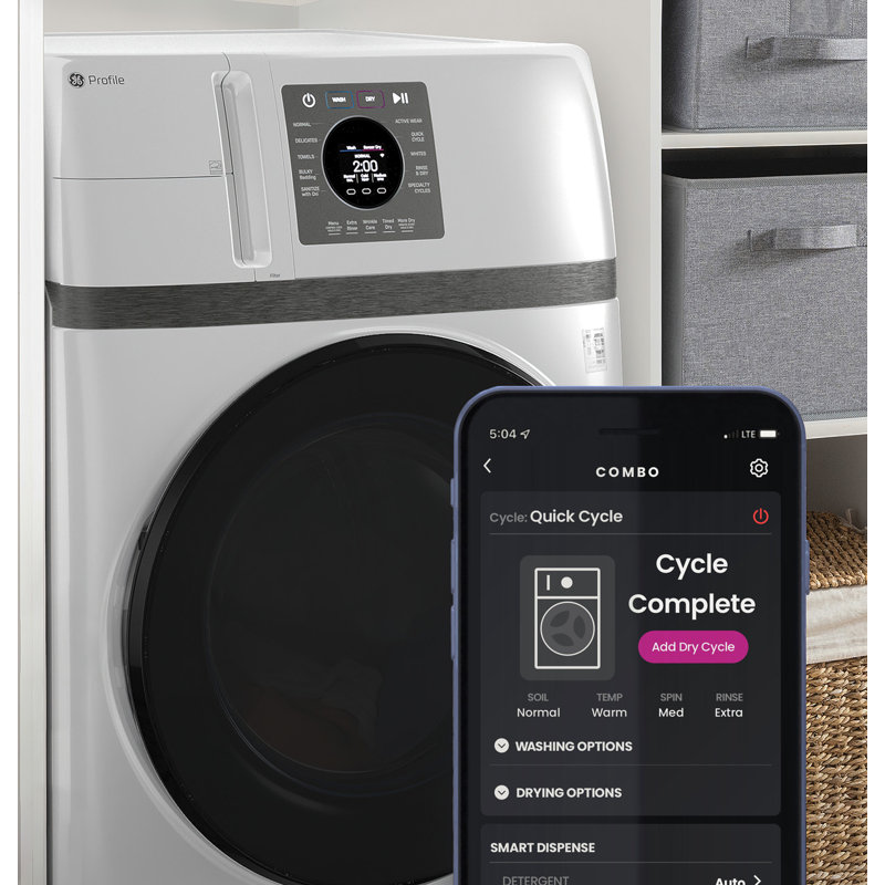 Ge Profile Energy Star 4.6 Cu. Ft. Capacity Ultrafast Combo With Ventless Inverter Heat Pump Technology Washer/Dryer