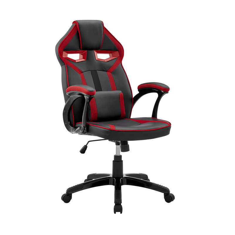 Fauteuil de jeu et de course pivotant en similicuir ergonomique Inbox Zero, Rouge / noir