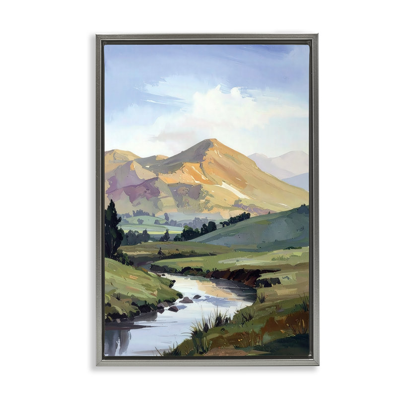 Cadre flottant Across The Valley, design par Alonza Saunders, H 25 po x l 17 po, Cadre flottant gris lustré