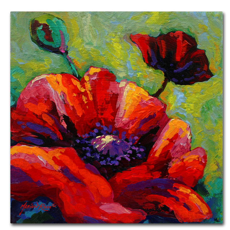 Art mural sur toile tendue - "Poppy I" de Marion Rose pour décor de salon, de chambre à coucher ou de bureau - 35 x 35