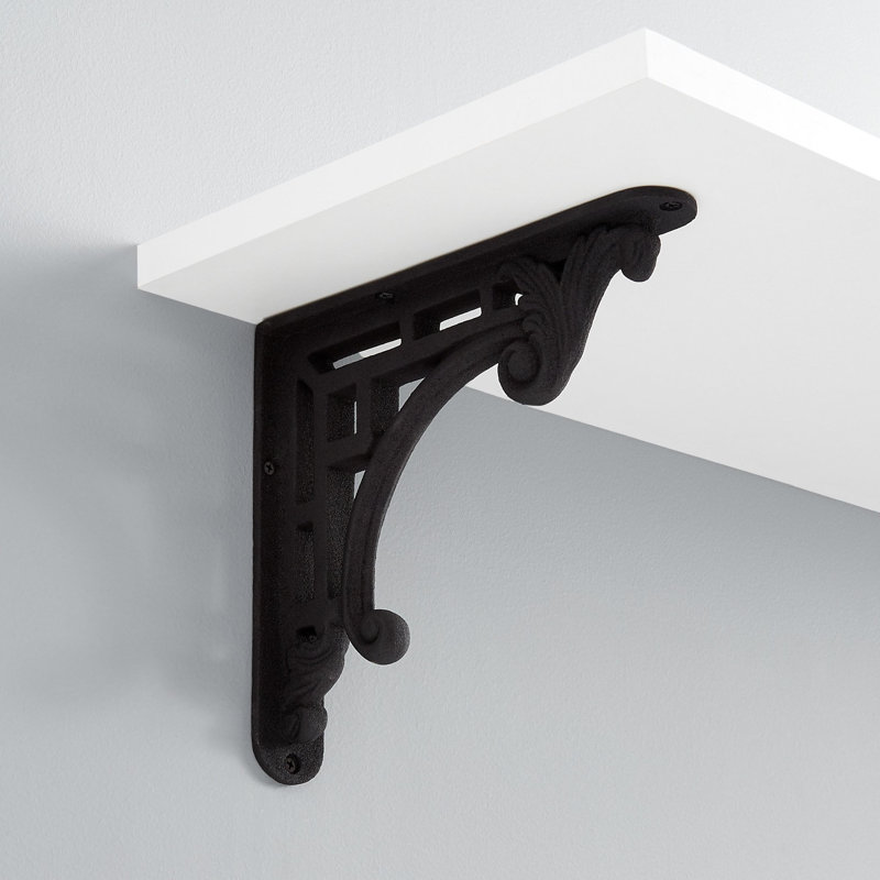 Traditional Style Cast Iron Shelf Bracket - Black Powder Coat