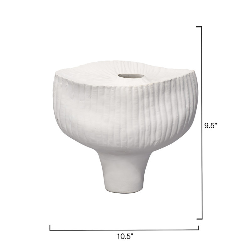 Plunge Ceramic Decorative Vessel, Matte White, White