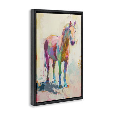 Toile flottante encadrée «Sunset Hued Horse» par Petal Prints Design