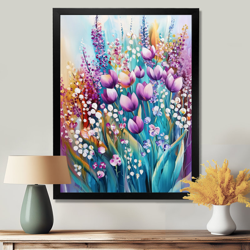 Lim - art mural floral, Noir, H 20 po x l 12 po, Reproduction encadrée sans passe-partout