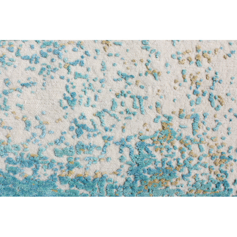 Abstract Area Rug in Green, Rectangle 10' x 14'