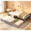 Lit plateforme simple avec lit gigogne simple, gris, conception compacte et durable pour les chambres modernes