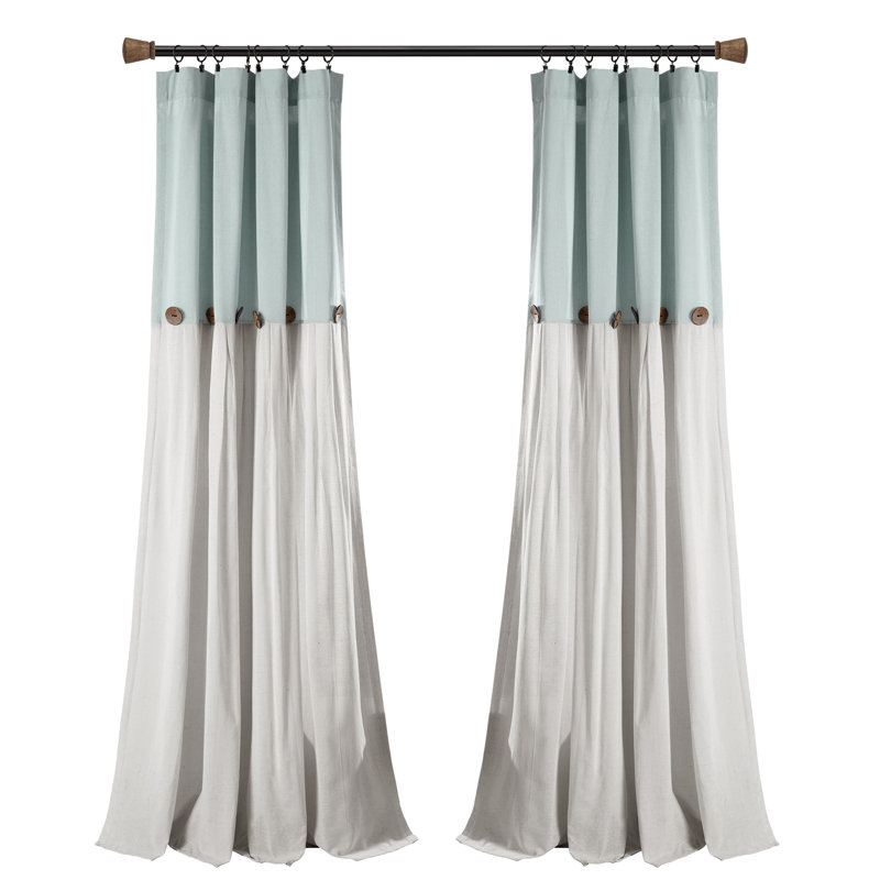 Panneau de rideau simple semi-diaphane avec passe-tringle Beckham, Bleu / blanc, L 40 po x L 95 po