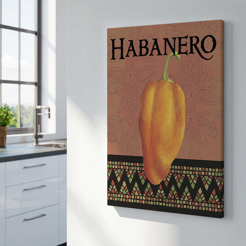 Habanero Heat avec bordure à motif Terra, Toile tendue, Toile tendue, H 18 po x l 12 po