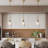 Modern Hammered Glass Pendant Light With Adjustable Chain, Thick Textured Glass Shade