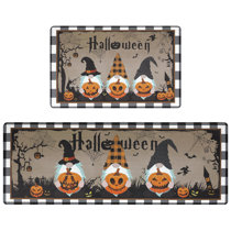 Xsinufn Halloween Kitchen Mat,Ghost Pumpkin Decorative Black