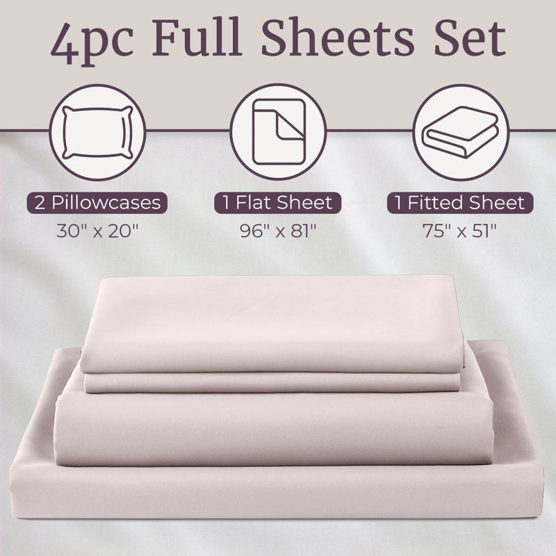Series 1200 Brushed Microfiber Sheet Set - Wrinkle, Stain & Fade Resistant Bed Linens & Pillowcases, Bone