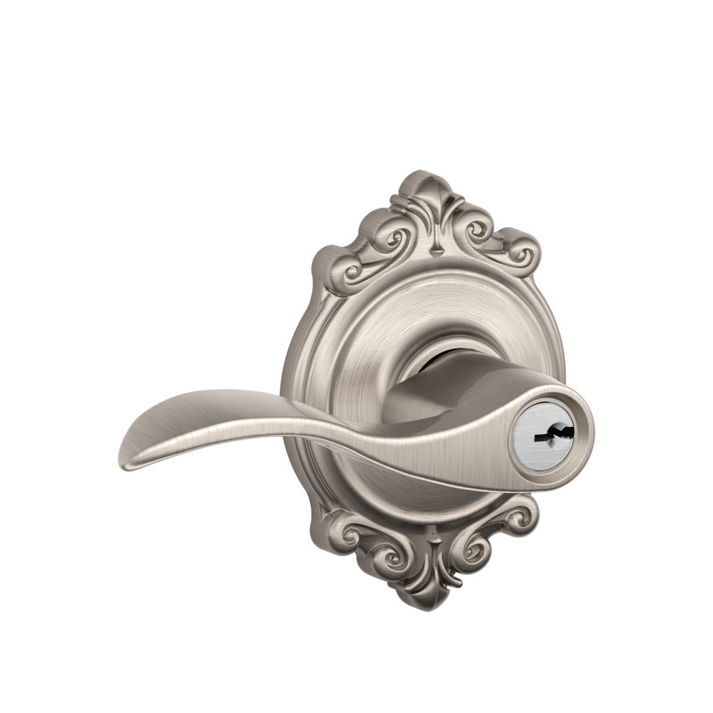 Accent Lever with Brookshire Trim Keyed Entry Lock, Yes, Keyed Alike, Satin Nickel