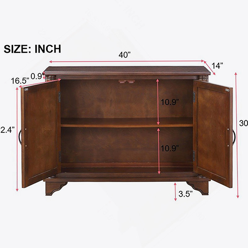 40"  Console Table with Storage Shelf, Retro Entryway Table with Adjustable Storage Shelf, Light Espresso