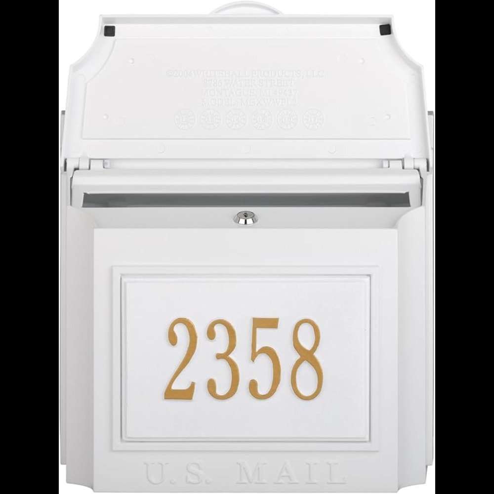Locking Wall-Mounted Mailbox, White, Yes