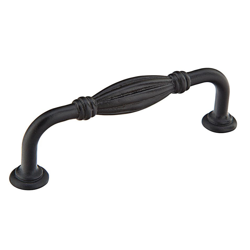Tuscany Fluted Fixed 6" Center to Center Arch Pull, Flat Black Bronze Patina, 3.5