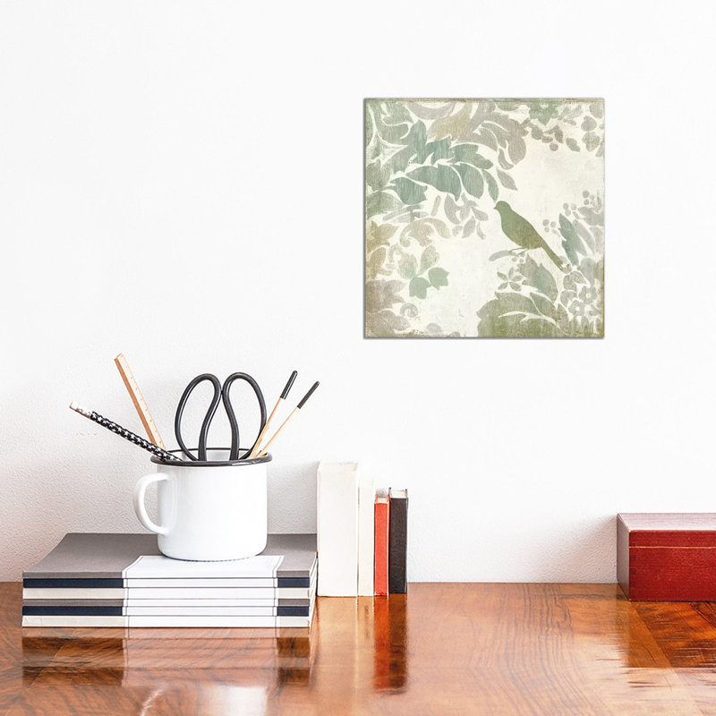 Damask Bird II by Asia Jensen - Wrapped Canvas Painting, 30.48 cm H x 30.48 cm W