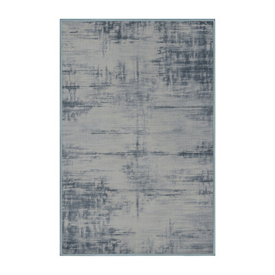 Tapis bleu abstrait lavable à la machine