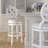 31" Wood Bar Stool With Back And Swivel Upholstered Seat, Farmhouse White, 1Pc-900775039