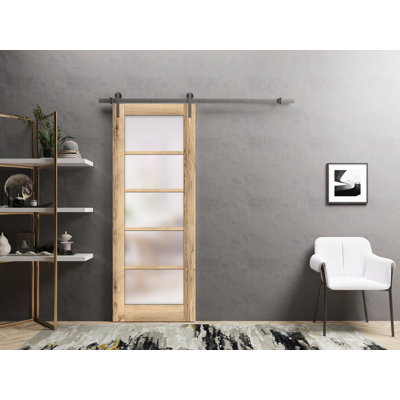 Porte de grange à panneaux en bois Quadro sans trousse de quincaillerie d'installation
