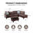 Brown Fabric 3-Piece Sectional Sofa Set with Storage Ottoman and Cup Holders-1101774265