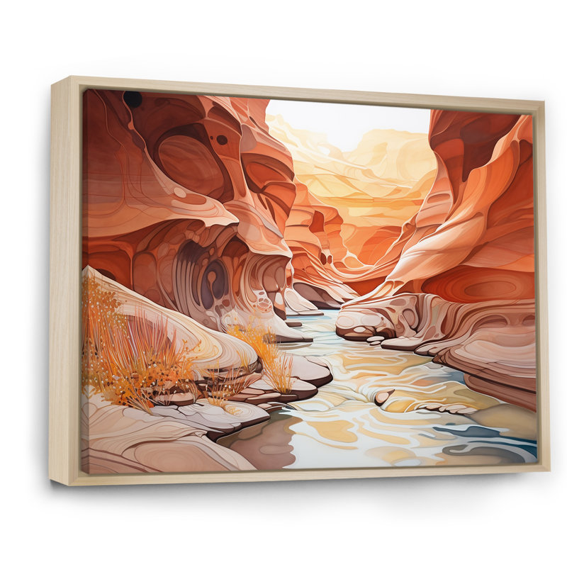 Canyon Antelope liquide Art V - Canyon, reproduction d'art sur toile encadrée, Cadre naturel flottant