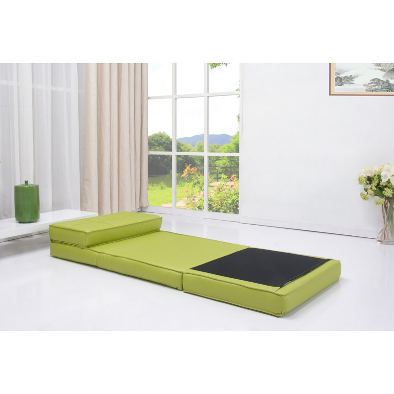 Avita 29.1'' Upholstered Convertible Chair, Green Faux Leather