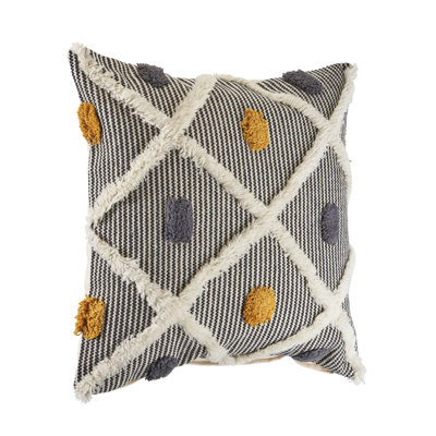 Geometric Textured Cotton Square Throw Pillow Cover