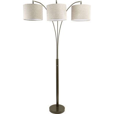 1 lumière sur pied à 3 lumières avec base en métal brun