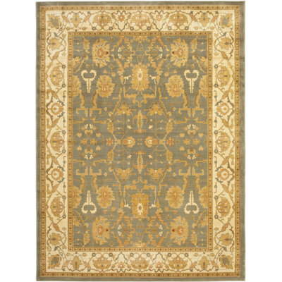 Tapis bleu / crème 80% polyester, 20% coton tissé à la machine Lauren Ralph Lauren Sheffield