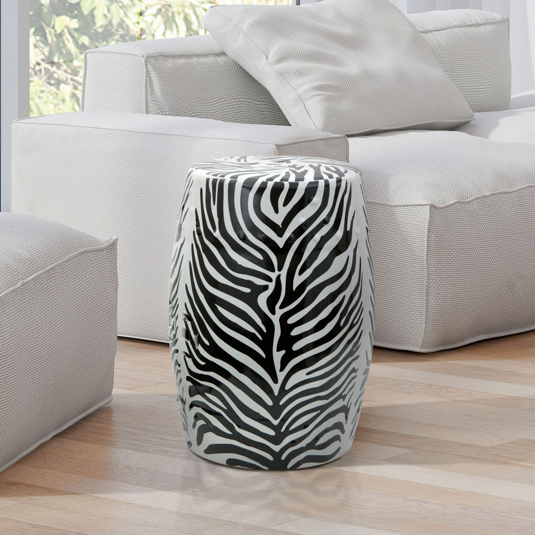 Zebra Leaf Porcelain Garden Stool Oriental Furniture