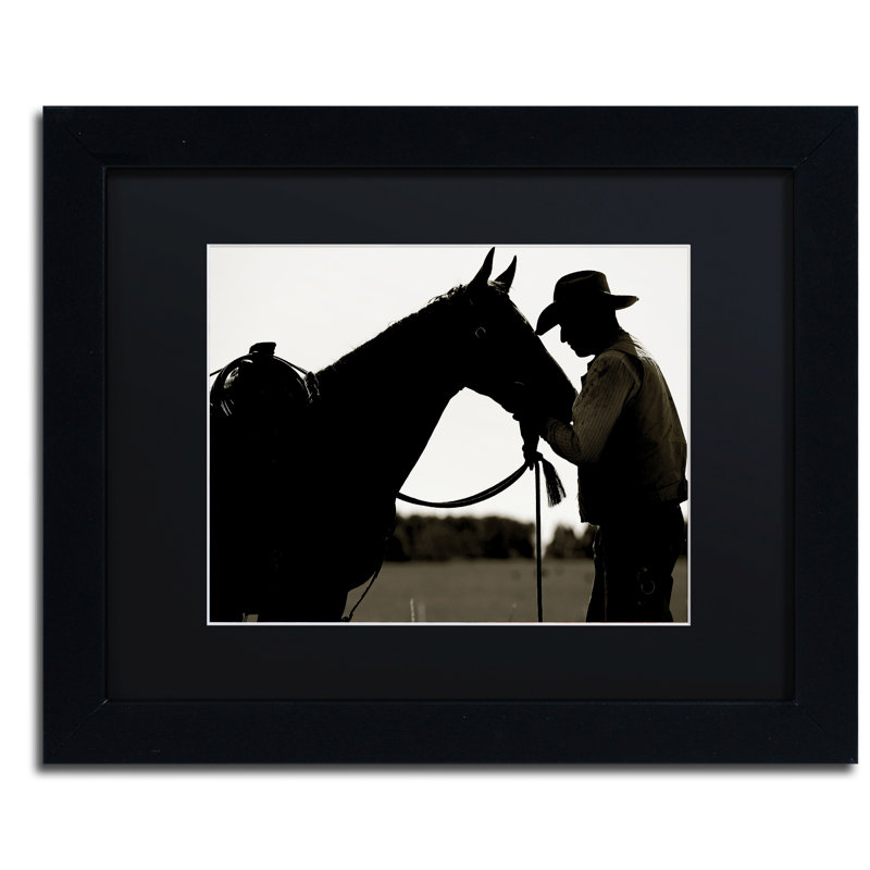 « montana cheval rancher shadow », reproduction de photo sur toile encadrée, H 11 po x l 14 po x P 0,5 po