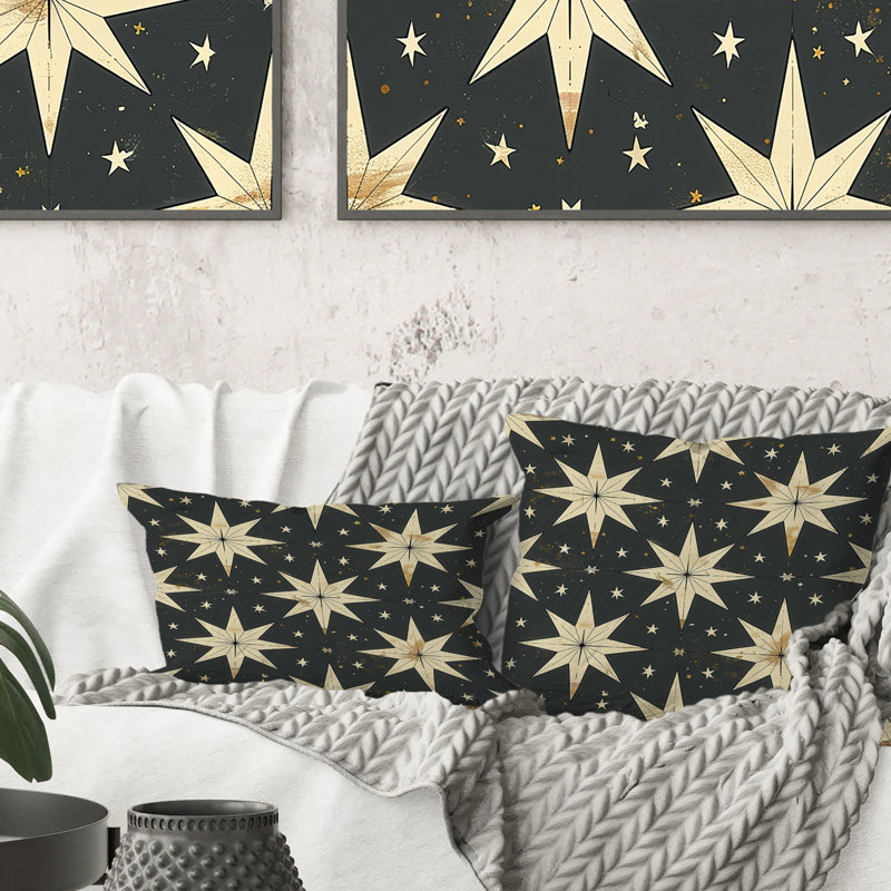 Coussin Mid-Century gris anthracite Midcentury Stars II, H 16 po x l 16 po