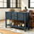 46.7-Inch Navy Blue Vintage Solid Wood Sideboard, With Double Drawers, Cabinet Body, And Bottom Shelf; Suitable For Living Room, Kitchen, And Dining Room.-276588349