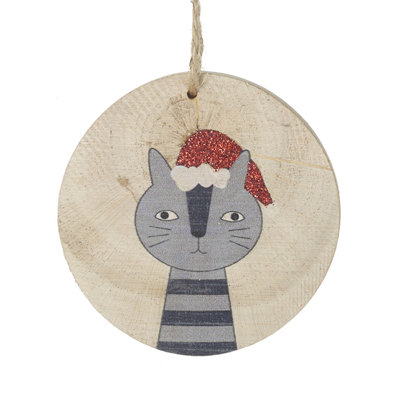 8cm Wood Animlas Bauble