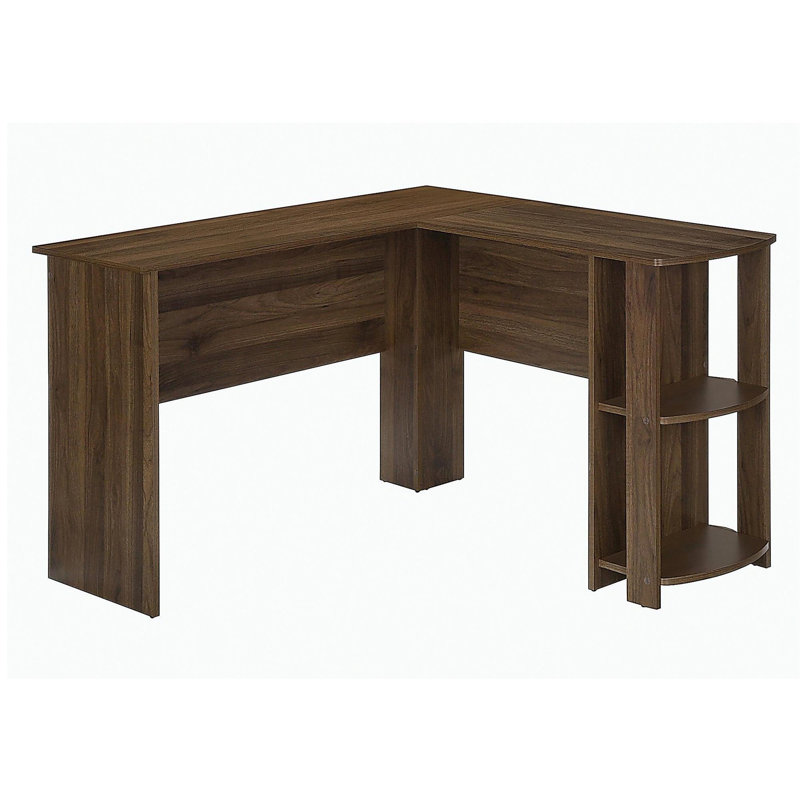 Bureau d'ordinateur, bureau personnel, coin, tablettes de rangement, L de 48 po, bureau, ordinateur portable, stratifié brun, contemporain, moderne