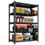 Étagère de rangement à 5 niveaux pour garage, étagère de rangement réglable en métal robuste de H 78 po x l 47 po, capacité de 2 000 lb pour tablettes de garage et de sous-sol, noir-1737310235