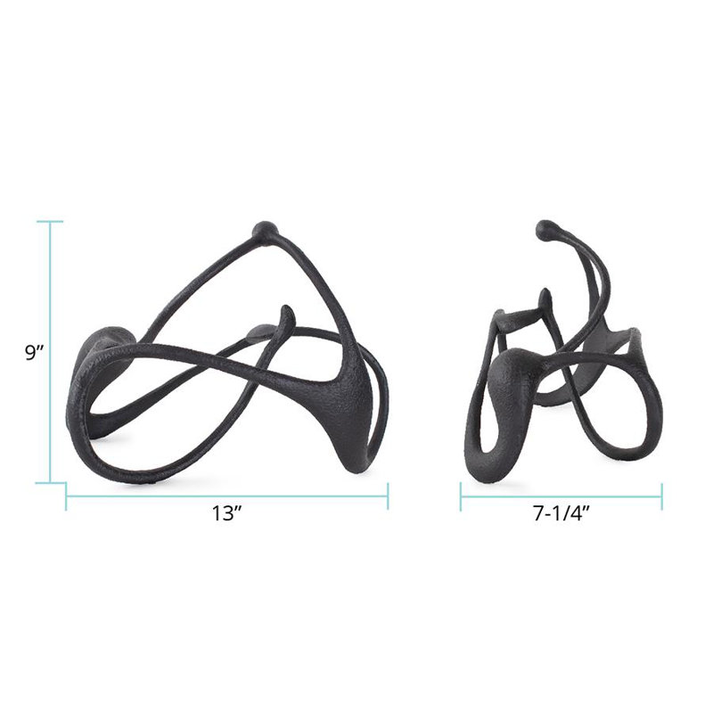 Heekin Abstract Figurines & Sculptures, 9'' H x 13'' W x 7.25'' D, Black