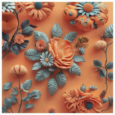 Orange Floral Arrangement Comforter