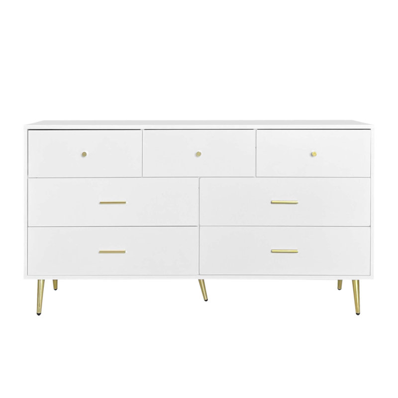 Seven Drawers Large Chest of Drawer Cabinet with Elegant Handles and Legs, Perfect for Organized Storage and Modern Decor