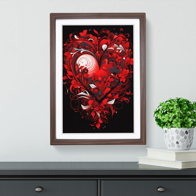 Love Heart Line - Single Picture Frame Print on Wood, Walnut, 64" H x 46" W x 2" D