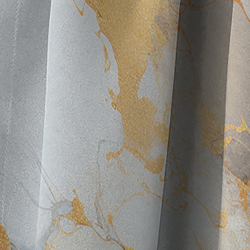 Panneau de rideau abstrait, motif géométrique blanc doré occultant - Geode Lava III dorée et blanche, L 52 po x L 108 po