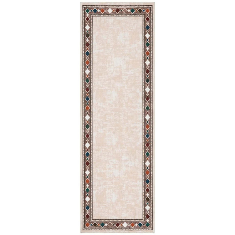 Washable Vintage Border Rug for Living Room, Bedroom and Hallway, Beige, Rectangle 10' x 13'