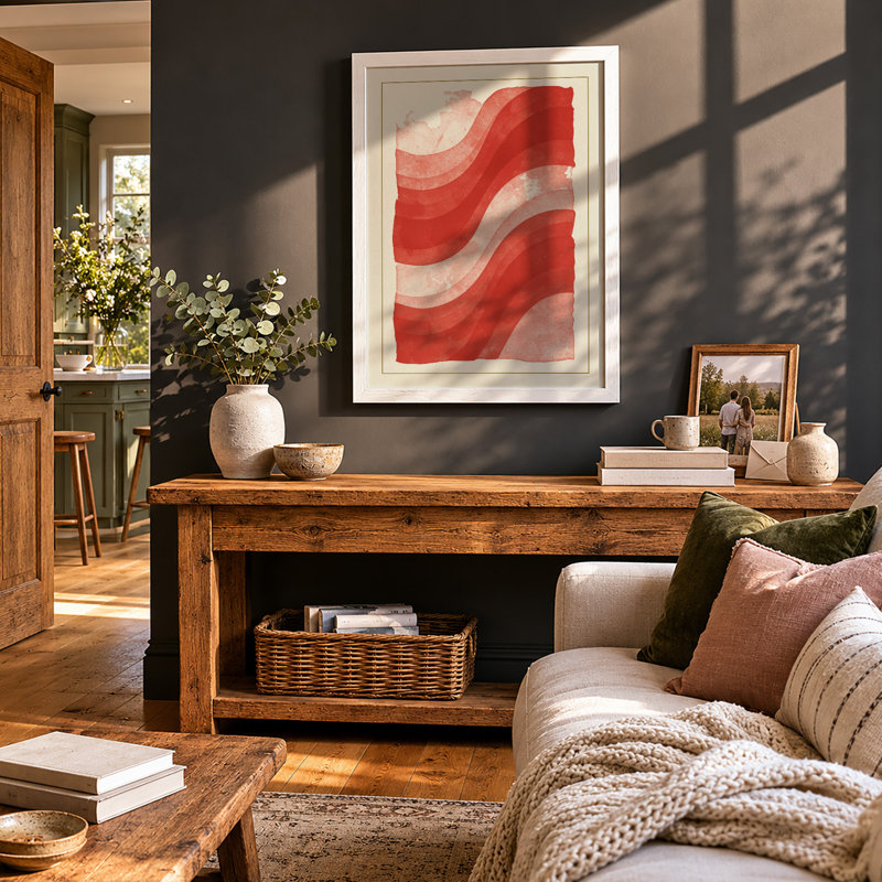 Crimson Waves Abstract - Print, A3 - 42.0 x 29.7 cm, White